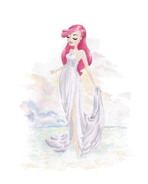 ariel coming out of the ocean