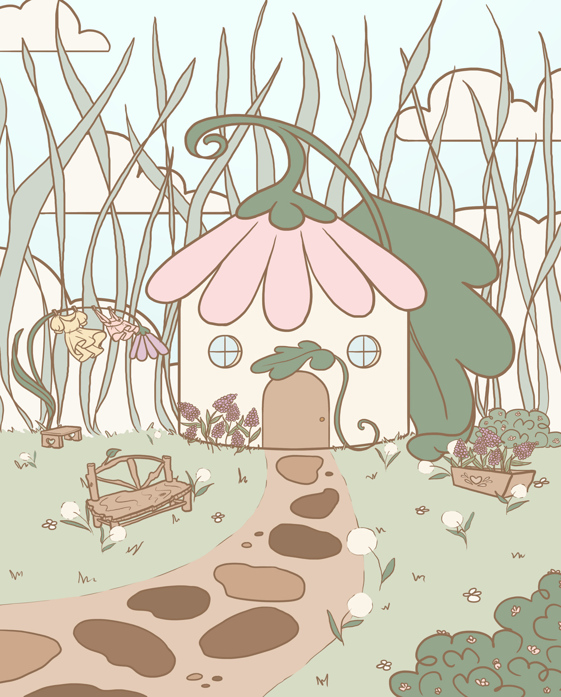 fairy house with flower roof