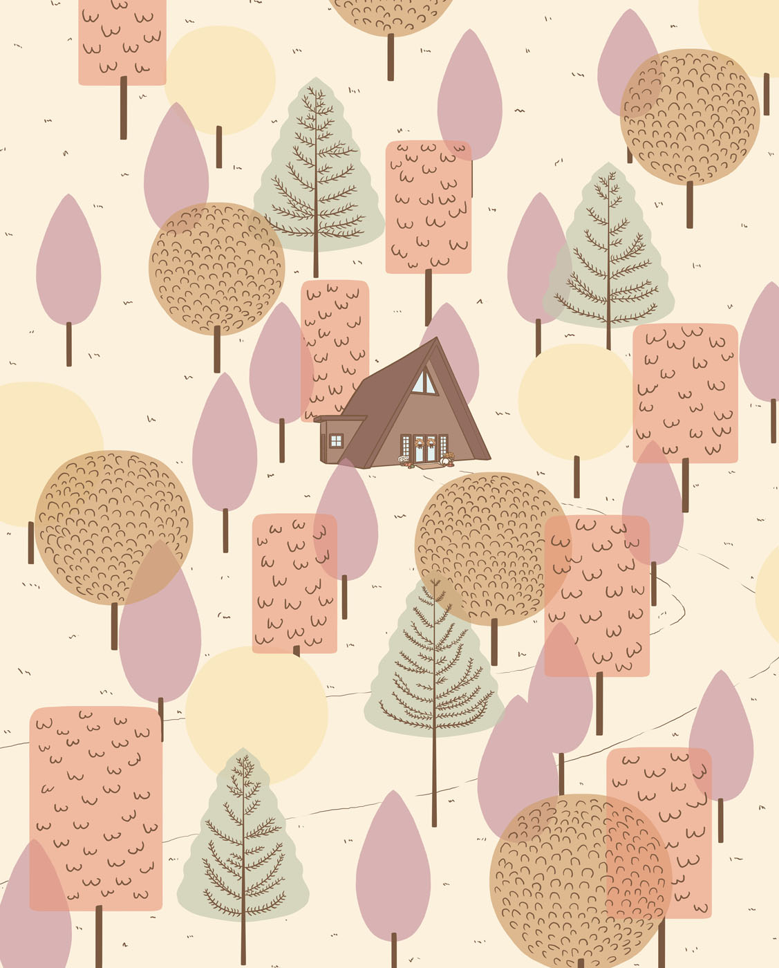 a frame cabin in the woods