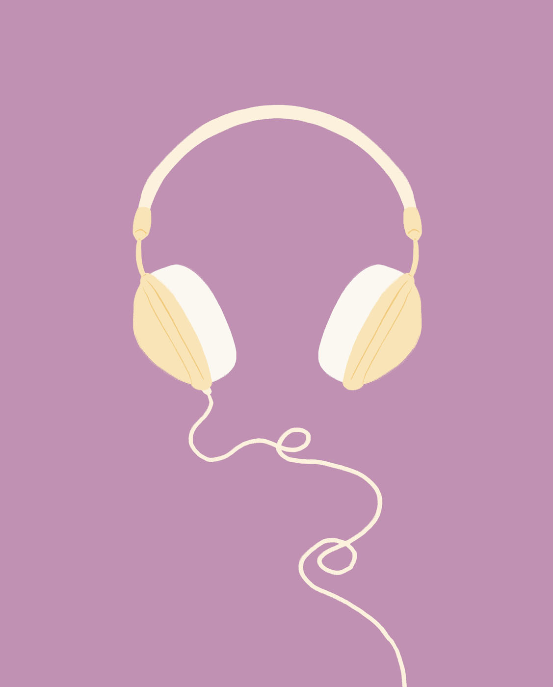 yellow headphones with purple background